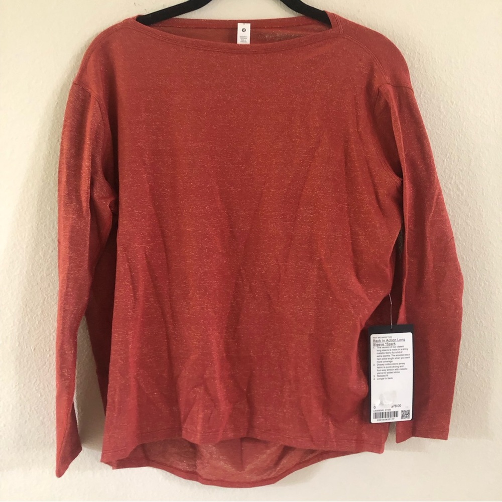 NWT $80 Lululemon Back in Action LS Spark Oversized Tee (Red/Gold)